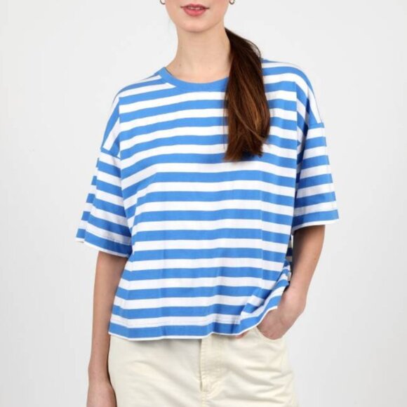BNWT Wemoto - Clover - Women's Striped Oversized Dropped Shoulder T-Shirt - Picture 2 of 5